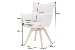 Drehbarer Design Stuhl VOGUE anthrazit natur Strukturstoff Eichenholz 360° mit Armlehne