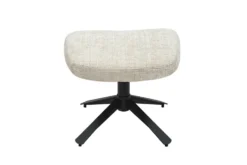 Drehbarer Hocker CLOUD champagner beige Chenillestoff schwarz Metall Fußhocker