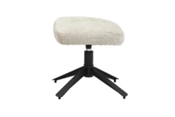 Drehbarer Hocker CLOUD champagner beige Chenillestoff schwarz Metall Fußhocker