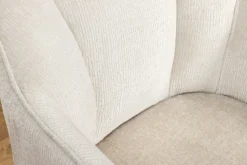 Drehbarer Retro Stuhl AVIGNON beige Chenille schwarze Metallbeine