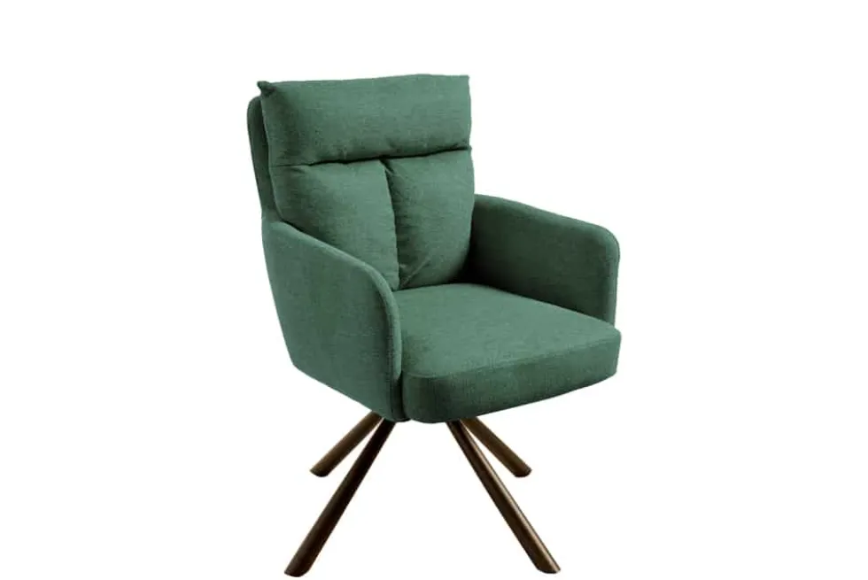 Drehbarer Retro Stuhl BIG GEORGE grün mit Armlehnen und Taschenfederkernpolsterung
