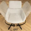Drehbarer Retro Stuhl UNIQUE champagner beige Chenille Metallbeine mit Armlehne