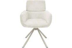 Drehbarer Retro Stuhl UNIQUE beige Chenille Cremona Metall champagner-beige