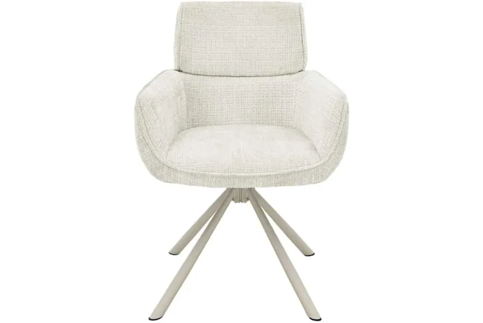 Drehbarer Retro Stuhl UNIQUE beige Chenille Cremona Metall champagner-beige