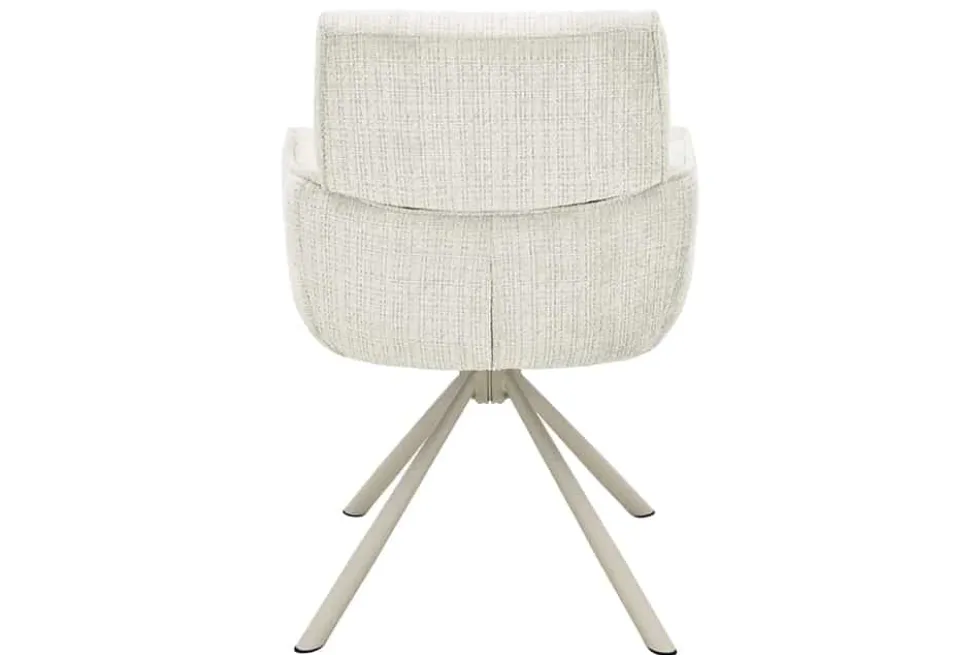 Drehbarer Retro Stuhl UNIQUE beige Chenille Cremona Metall champagner-beige