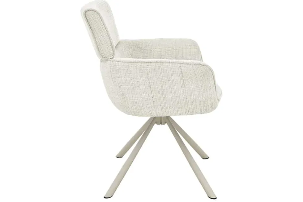 Drehbarer Retro Stuhl UNIQUE beige Chenille Cremona Metall champagner-beige