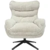 Drehbarer Sessel CLOUD champagner beige Chenille schwarz Metall