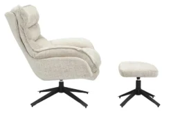 Drehbarer Sessel CLOUD champagner beige Chenille schwarz Metall