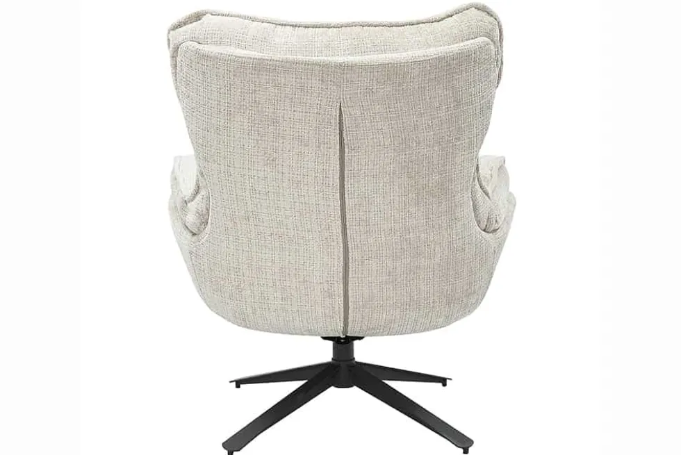 Drehbarer Sessel CLOUD champagner beige Chenille schwarz Metall