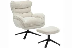 Drehbarer Sessel CLOUD champagner beige Chenille schwarz Metall