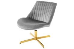 Drehbarer Sessel LOUNGER grau gold Samt Modern Design