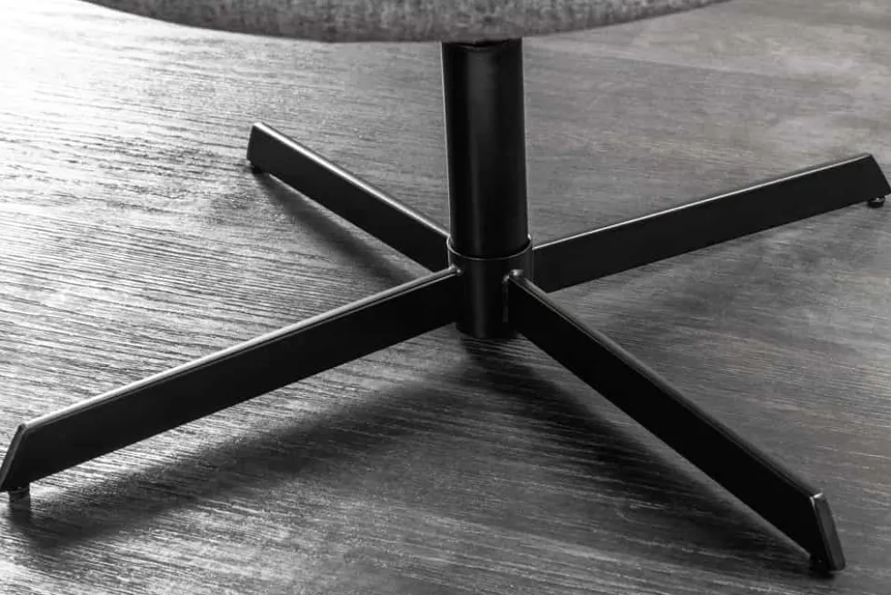 Drehbarer Sessel LOUNGER grau Strukturstoff Metallgestell schwarz