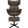 Drehbarer Sessel VOGUE brandy braun Kunstleder schwarze Metallbeine mit Armlehne