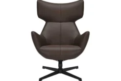 Drehbarer Sessel VOGUE brandy braun Kunstleder schwarze Metallbeine mit Armlehne