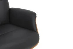 Drehbarer Sessel VOGUE COMFORT schwarz Kunstleder braun Walnuss-Design mit Armlehne