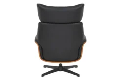Drehbarer Sessel VOGUE COMFORT schwarz Kunstleder braun Walnuss-Design mit Armlehne