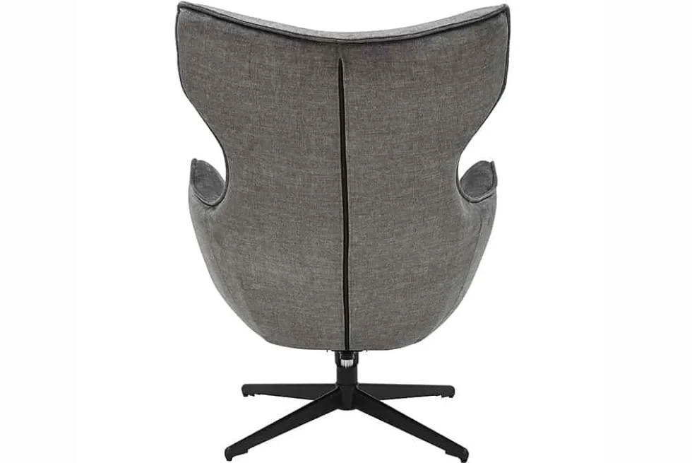 Drehbarer Sessel VOGUE grau Samt schwarze Metallbeine mit Armlehne