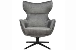 Drehbarer Sessel VOGUE grau Samt schwarze Metallbeine mit Armlehne