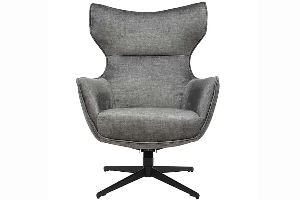 Drehbarer Sessel VOGUE grau Samt schwarze Metallbeine mit Armlehne
