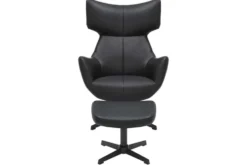 Drehbarer Sessel VOGUE schwarz Kunstleder Metallbeine mit Armlehne