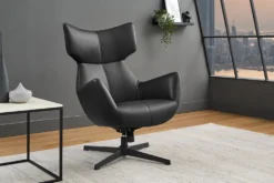 Drehbarer Sessel VOGUE schwarz Kunstleder Metallbeine mit Armlehne