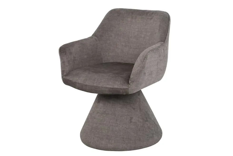 Drehbarer Stuhl AMBIENTO grau Vogue Velours Samt 180° mit Auto-Return Polsterstuhl
