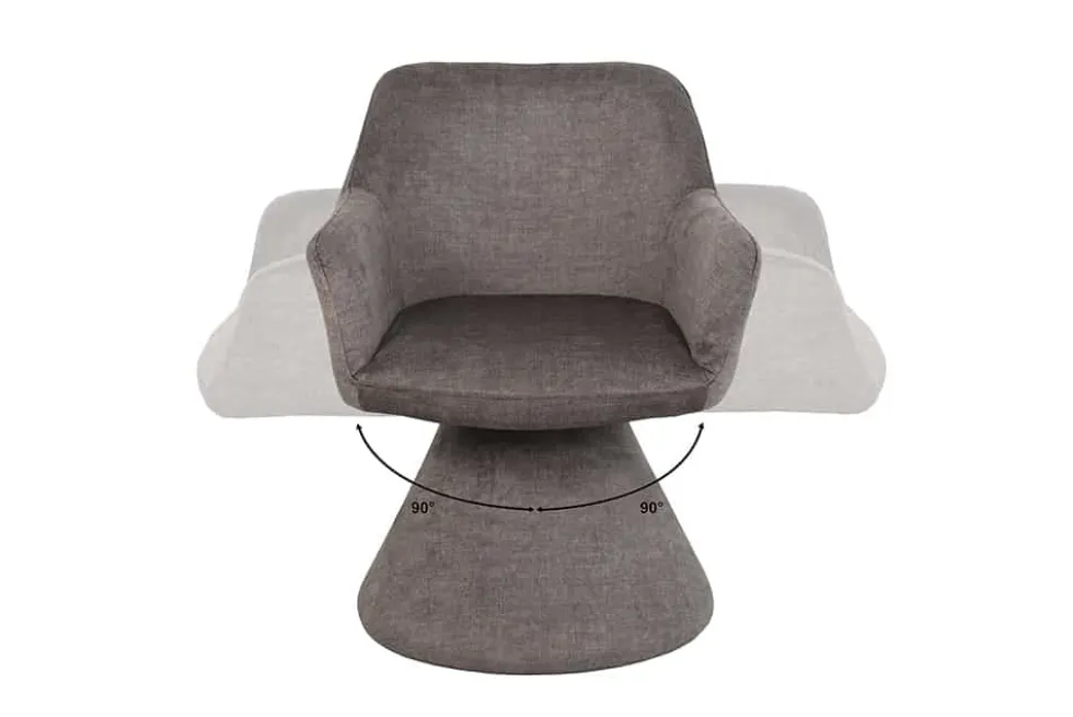 Drehbarer Stuhl AMBIENTO grau Vogue Velours Samt 180° mit Auto-Return Polsterstuhl