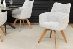 Drehbarer Stuhl ASGARD beige Strukturstoff mit Taschenfederkern und Armlehne