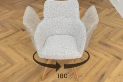 Drehbarer Stuhl ASGARD beige Strukturstoff mit Taschenfederkern und Armlehne