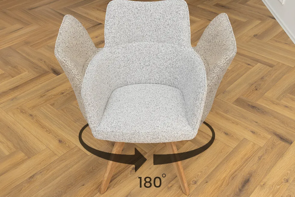 Drehbarer Stuhl ASGARD beige Strukturstoff mit Taschenfederkern und Armlehne