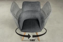 Drehbarer Stuhl ASGARD grau Chenille Cremona mit Taschenfederkern und Armlehne