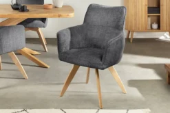 Drehbarer Stuhl ASGARD grau Chenille Cremona mit Taschenfederkern und Armlehne