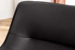 Drehbarer Stuhl LE GRAND schwarz Echtleder Strukturstoff Metallgestell mit Armlehne