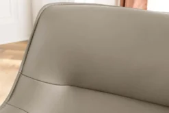 Drehbarer Stuhl LE GRAND taupe Echtleder Strukturstoff schwarzes Metallgestell