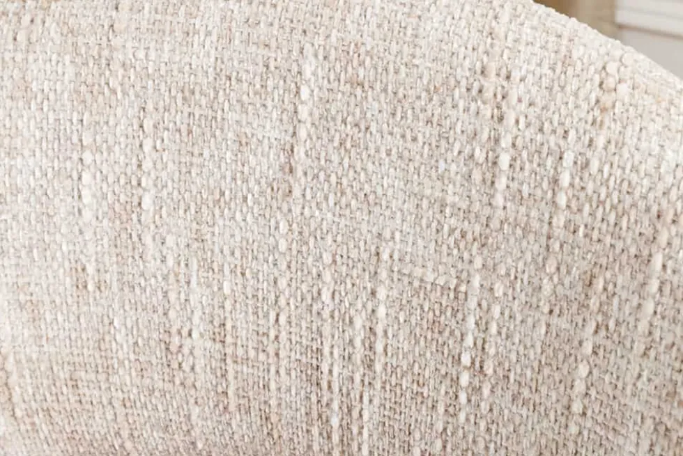 Drehbarer Stuhl ORGANIKO beige Chenillestoff Holzgestell Eiche mit Armlehne