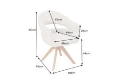 Drehbarer Stuhl ORGANIKO beige Chenillestoff Holzgestell Eiche mit Armlehne