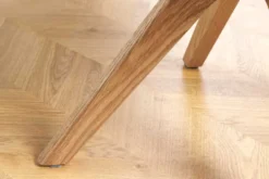 Drehbarer Stuhl ORGANIKO beige Chenillestoff Holzgestell Eiche mit Armlehne