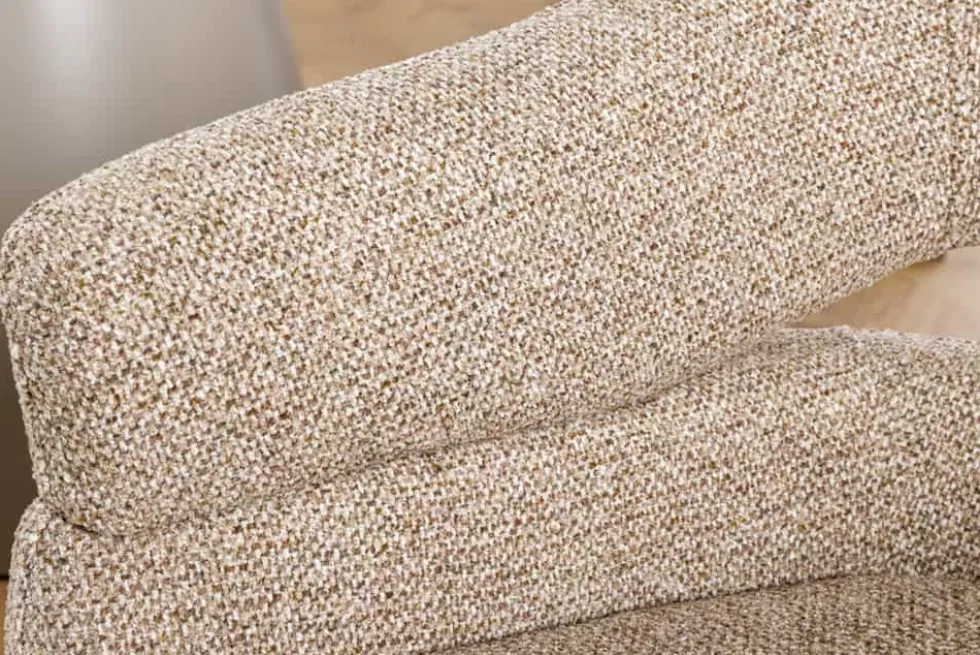 Drehbarer Stuhl ORGANIKO taupe beige Strukturstoff Holzgestell Walnuss mit Armlehne