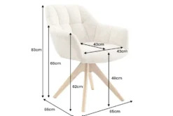 Drehbarer Stuhl PAPILLON champagner beige Chenille Cremona Eiche Massivholz