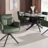 Drehbarer Stuhl PROMETHEUS moosgrün Vogue Velours Samt Taschenfederkern Metall