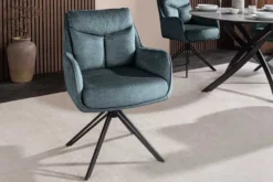 Drehbarer Stuhl PROMETHEUS petrol Vogue Velours Samt Taschenfederkern Metallgestell