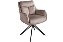 Drehbarer Stuhl PROMETHEUS taupe Vogue Velours Samt Taschenfederkern Metallgestell