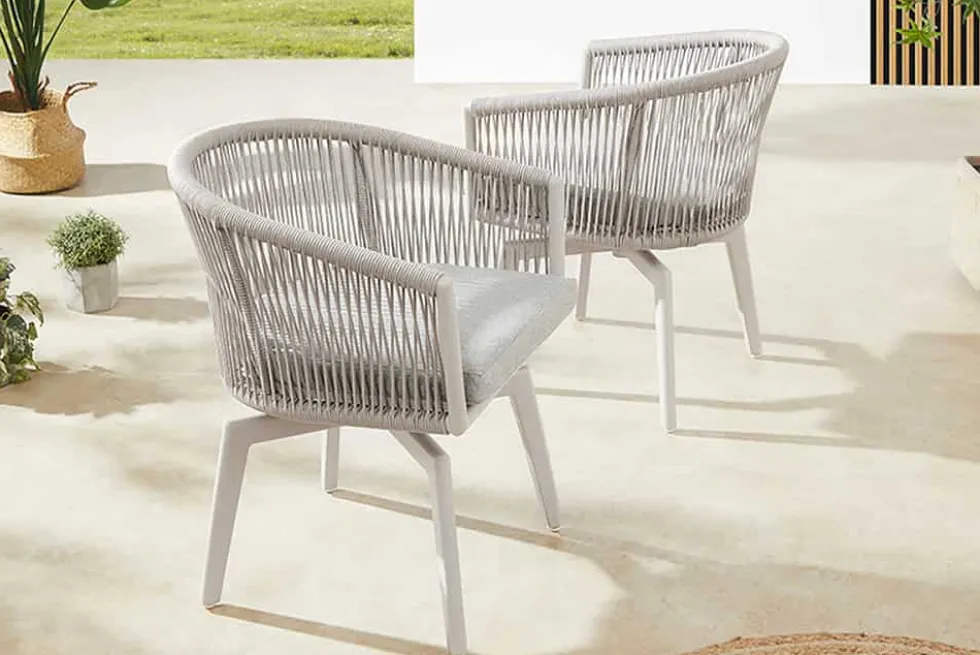 Drehbarer Stuhl ROPE greige Aluminium Gartensessel inkl. Kissen In- und Outdoor