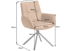 Drehbarer Stuhl SIGNATURE cognac braun Echtleder 360° Taschenfederkern schwarz Metall