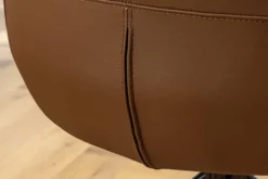 Drehbarer Stuhl SIGNATURE cognac braun Echtleder 360° Taschenfederkern schwarz Metall