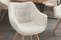 Drehbarer Stuhl THE DUTCH COMFORT beige Bouclé Tweed Soft Eichenholz