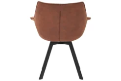 Drehbarer Stuhl THE DUTCH RETRO antik braun mit Armlehne schwarze Metallbeine