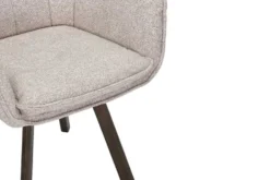 Drehbarer Stuhl THOR beige Strukturstoff braun Wenge Eichenholz 360° mit Armlehne