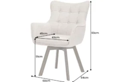Drehbarer Stuhl THOR beige Strukturstoff braun Wenge Eichenholz 360° mit Armlehne