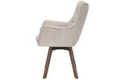 Drehbarer Stuhl THOR beige Strukturstoff braun Wenge Eichenholz 360° mit Armlehne
